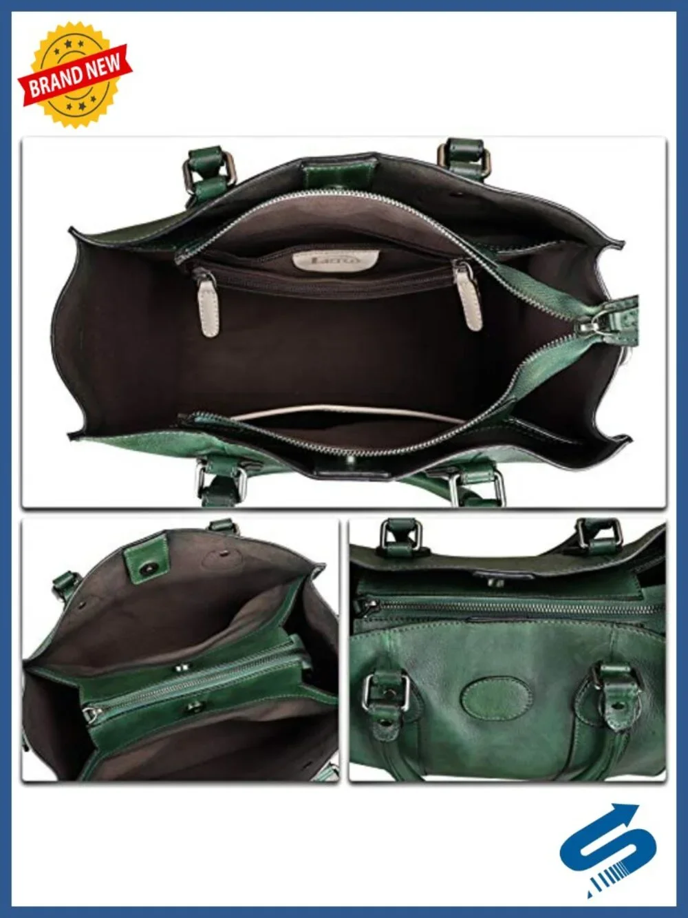 Genuine Leather Satchel Handbag Women Top Handle Shoulder Crossbody Tote with